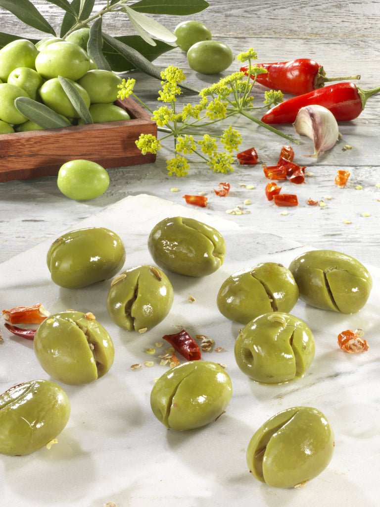 Olive Verdi Schiacciate alla Calabrese Nonno Gino Ricetta Tradizionale dal 1965 - Nonno Gino
