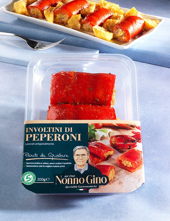 Involtini di Peperoni Nonno Gino 200g con Ripieno Mediterraneo: Il Vero Sapore Calabrese - Nonno Gino
