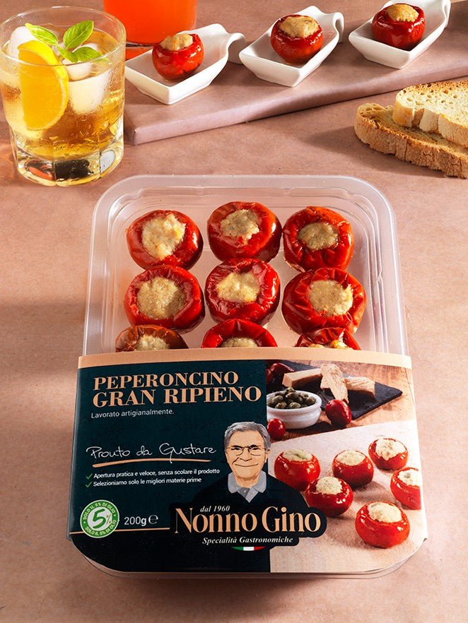 Peperoncini Piccanti Ripieni di Tonno Ricetta Calabrese 200g - Nonno Gino